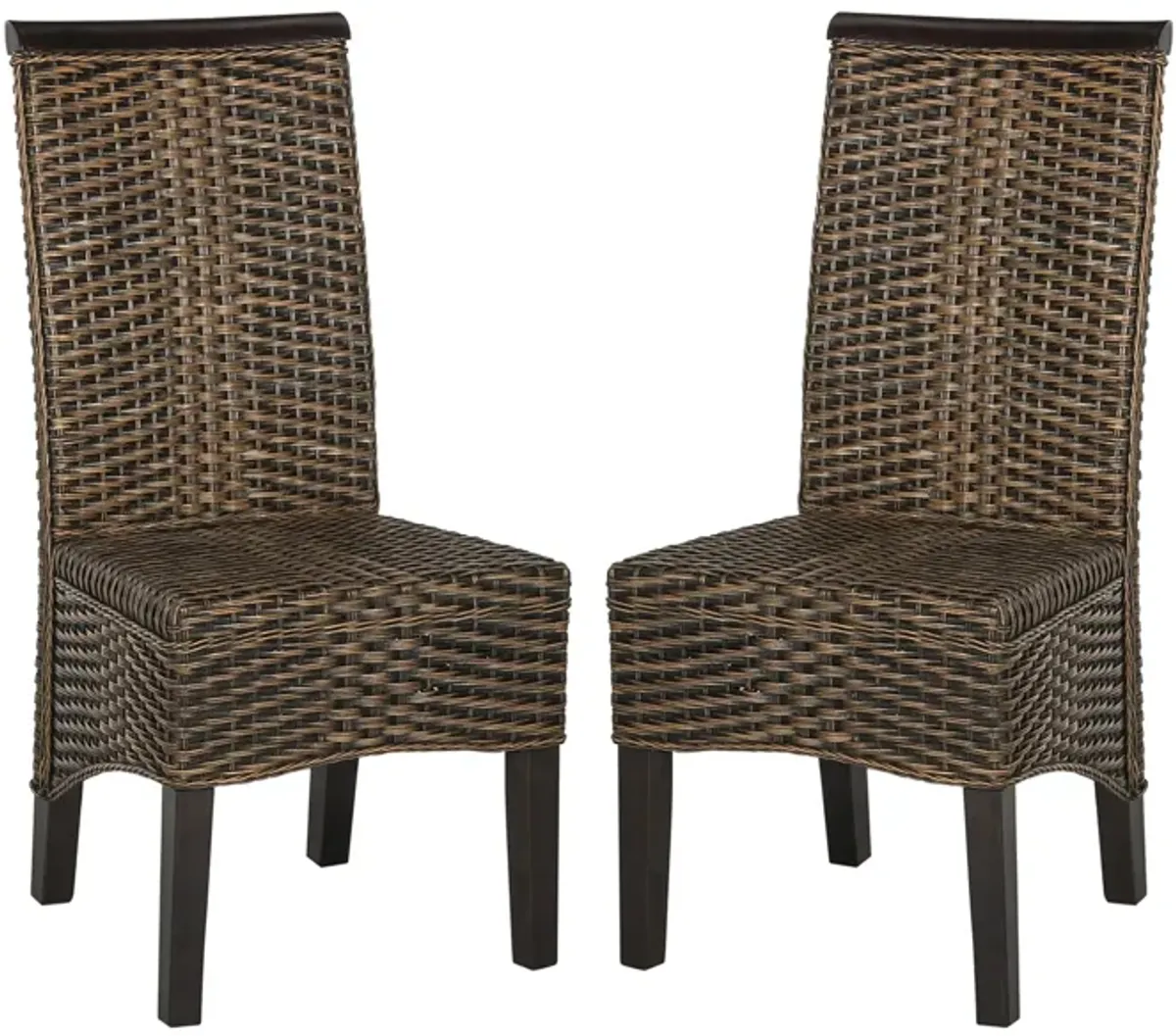 Ember Wicker Dining Chair - Set of 2 in Brown by Safavieh