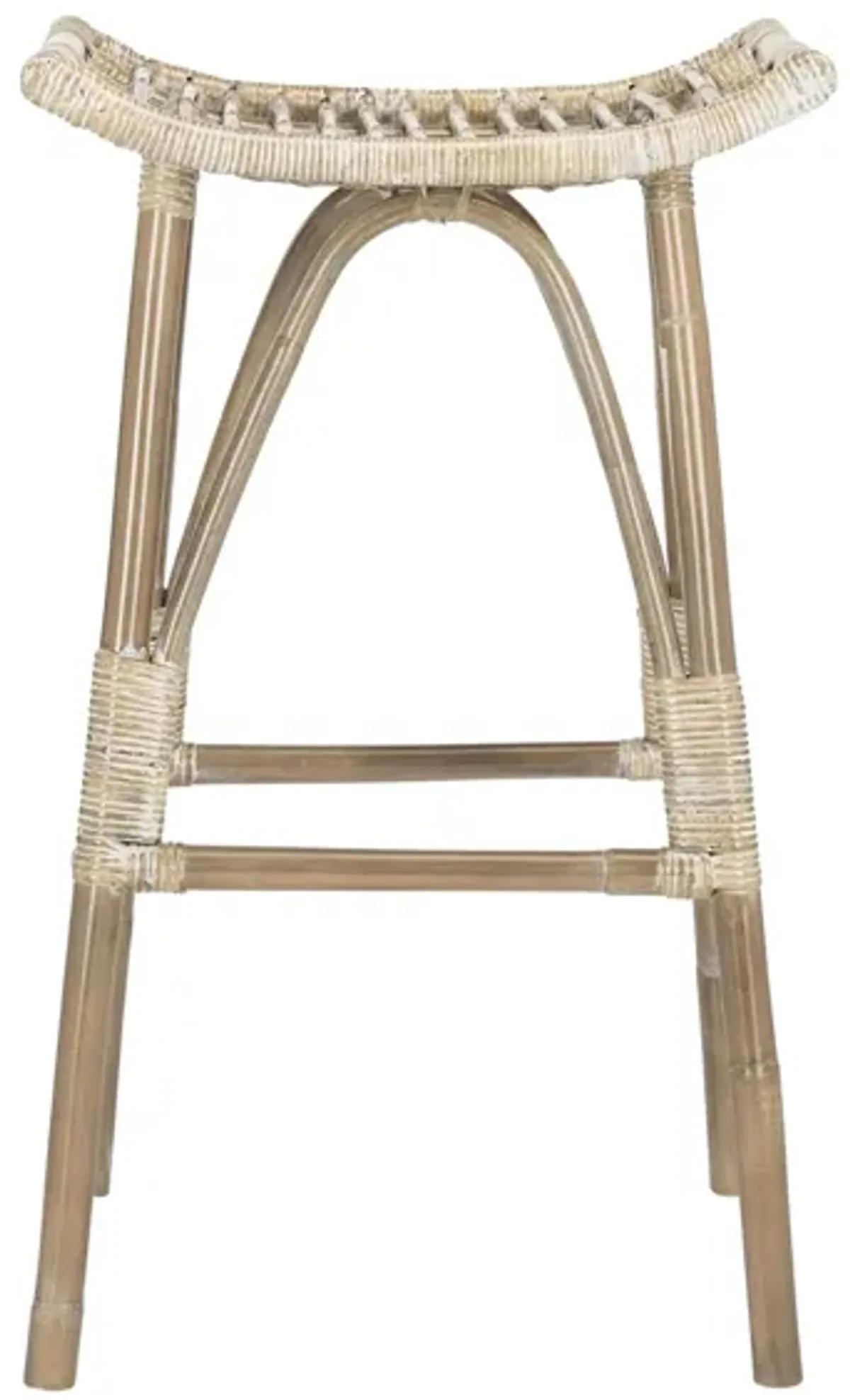 Vernice Rattan Bar Stool in White by Safavieh