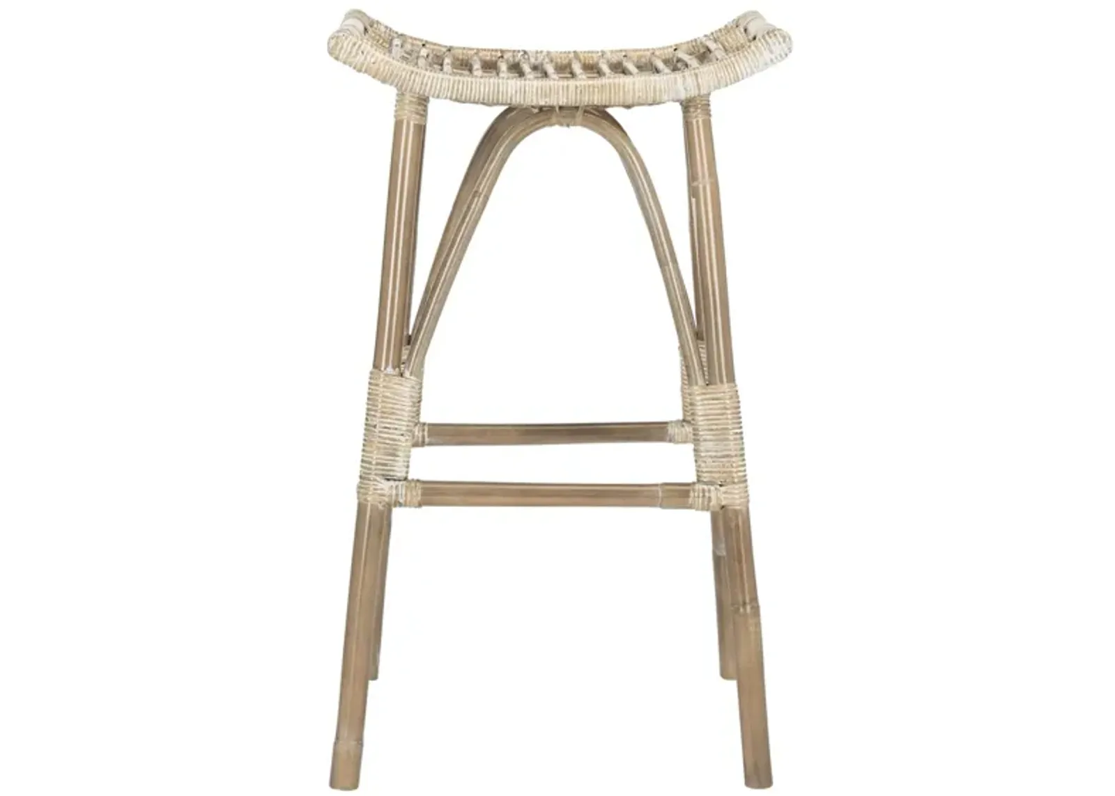 Vernice Rattan Bar Stool in White by Safavieh