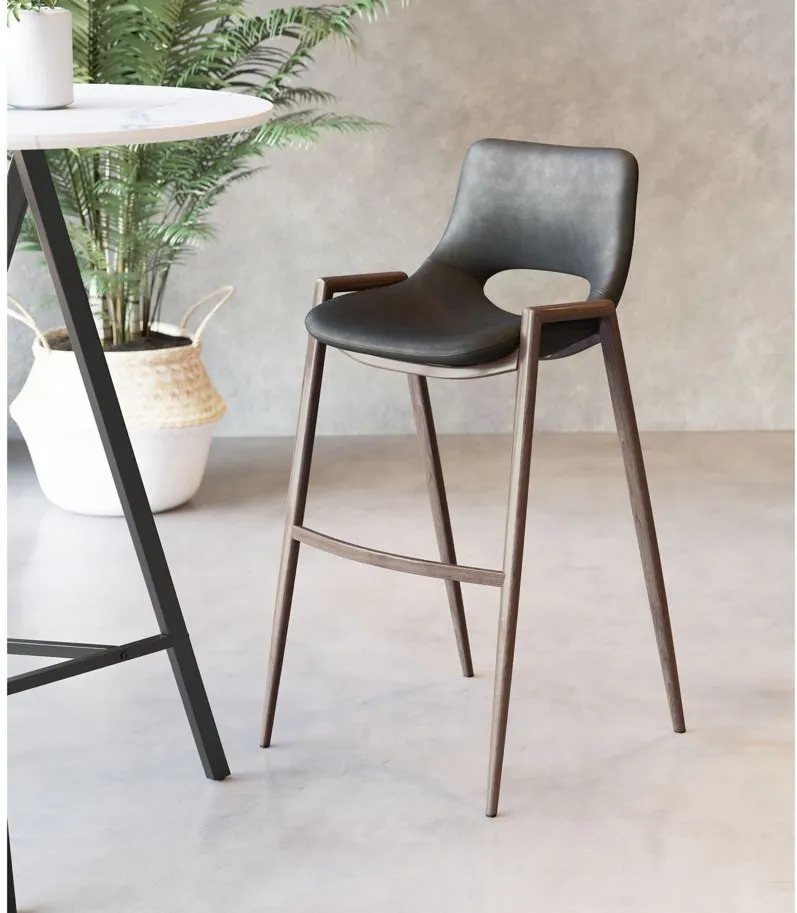 Desi Bar Stool: Set of 2 in Black, Dark Brown by Zuo Modern