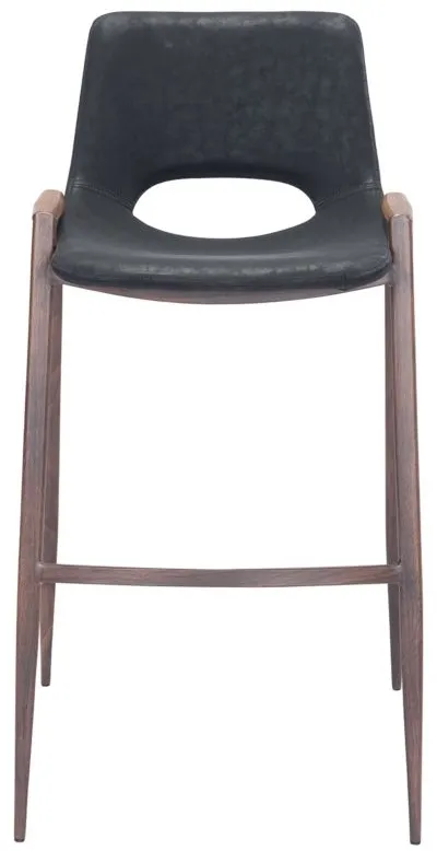 Desi Bar Stool: Set of 2 in Black, Dark Brown by Zuo Modern