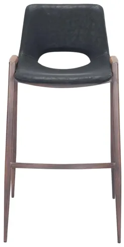 Desi Bar Stool: Set of 2 in Black, Dark Brown by Zuo Modern