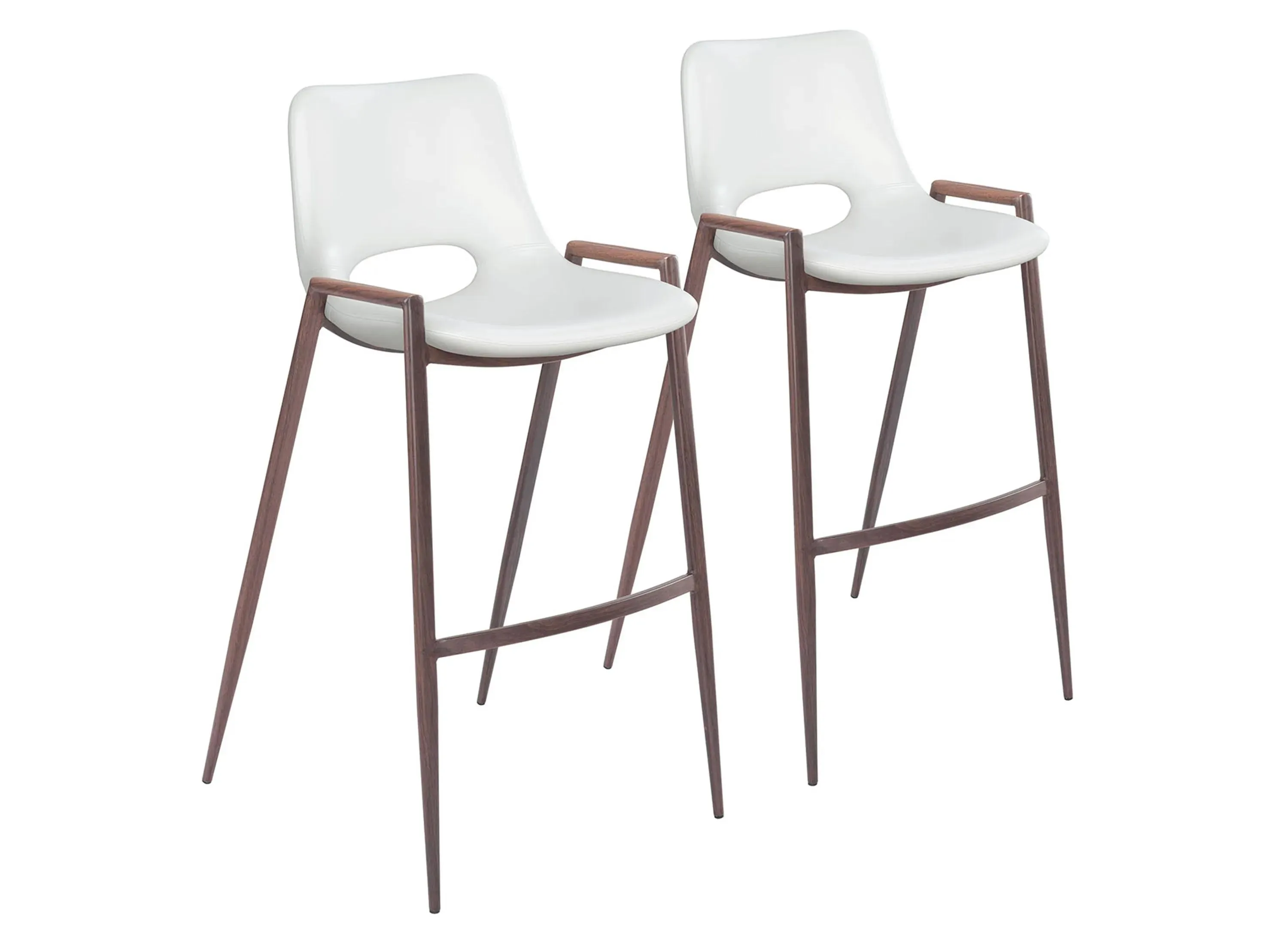 Desi Bar Stool: Set of 2 in White, Dark Brown by Zuo Modern