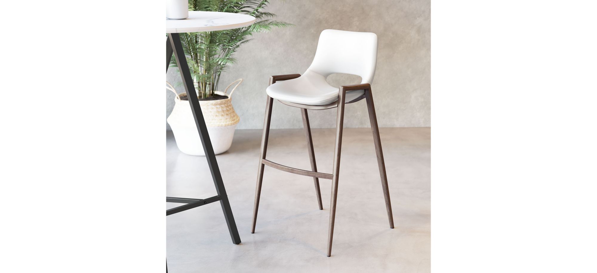 Desi Bar Stool: Set of 2 in White, Dark Brown by Zuo Modern