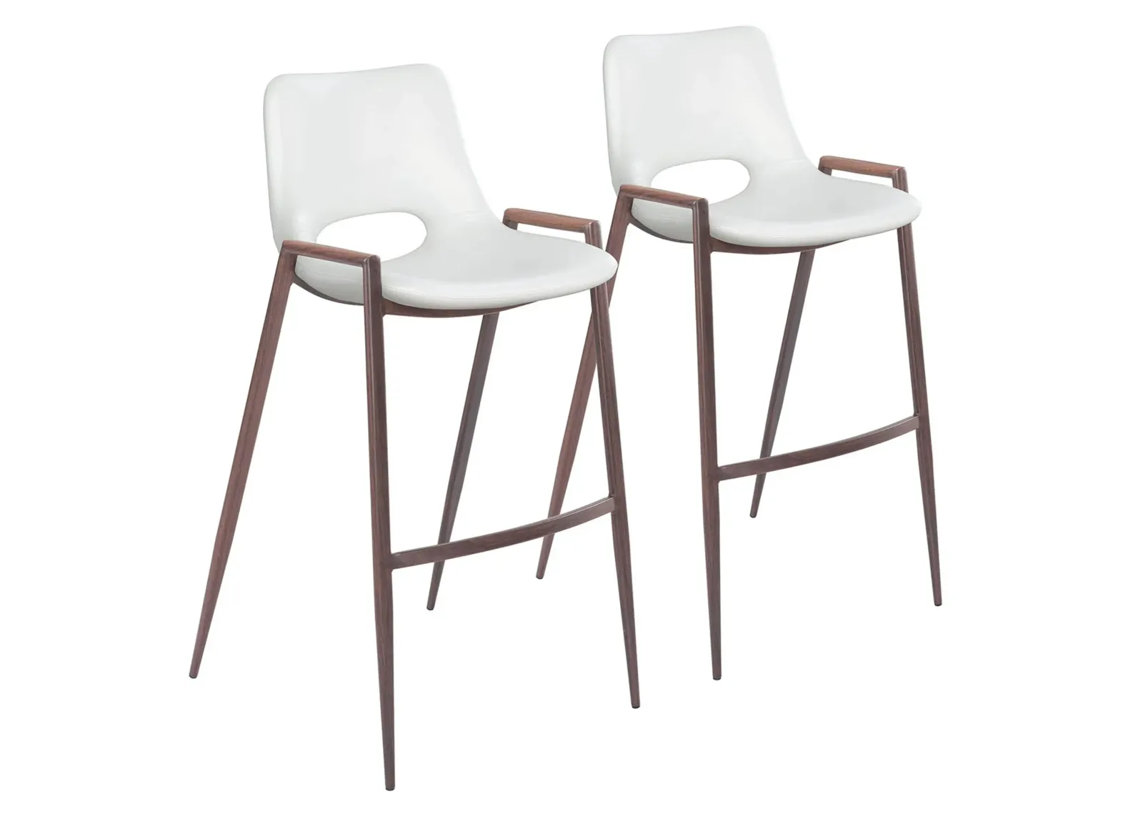 Desi Bar Stool: Set of 2 in White, Dark Brown by Zuo Modern