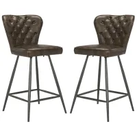 Kingford Tufted Swivel Counter Stool - Set of 2 in Brown by Safavieh