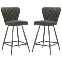 Kingford Tufted Swivel Counter Stool - Set of 2 in Gray by Safavieh