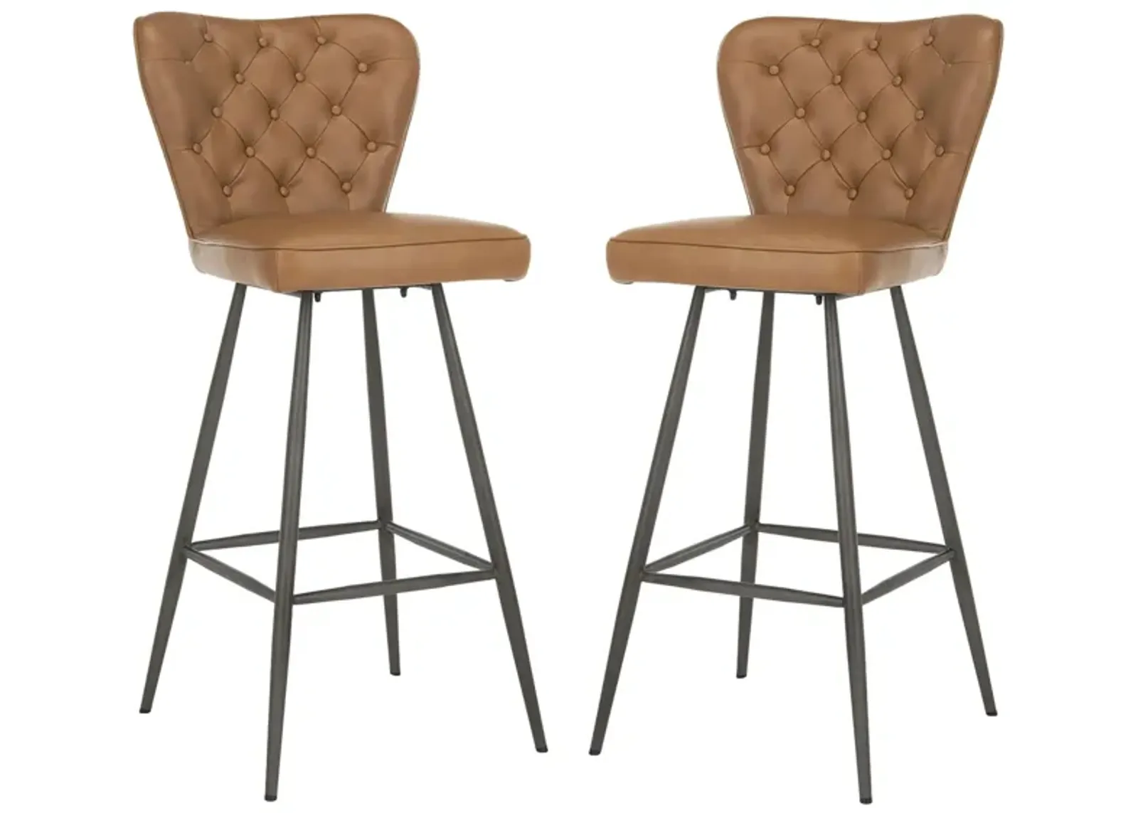 Kingford Tufted Bar Stool - Set of 2 in Camel by Safavieh