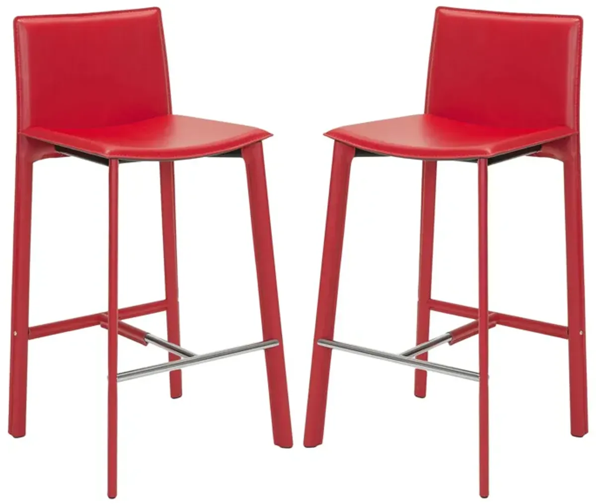 Michelle Bar Stool - Set of 2 in Red by Safavieh