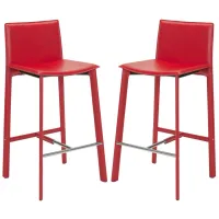 Michelle Bar Stool - Set of 2 in Red by Safavieh