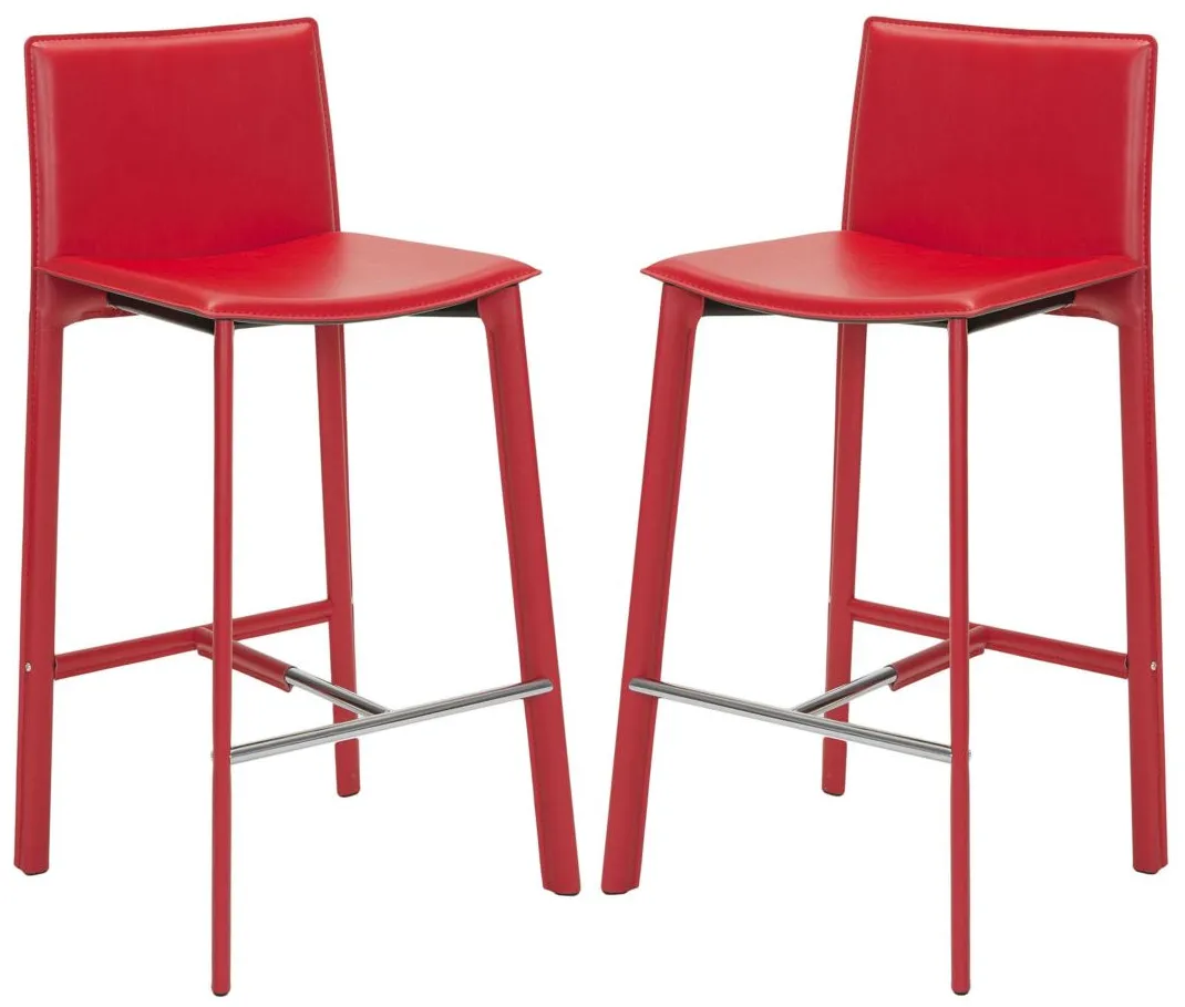 Michelle Bar Stool - Set of 2 in Red by Safavieh