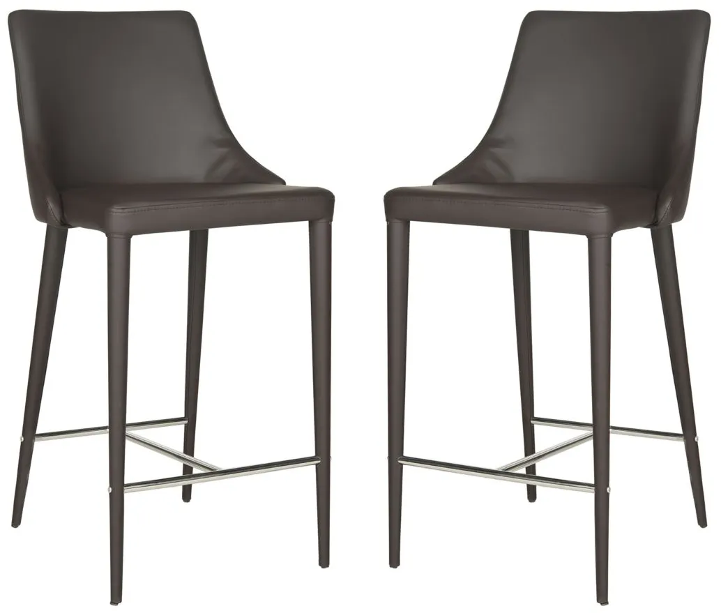 Adele Counter Stool - Set of 2 in Brown by Safavieh