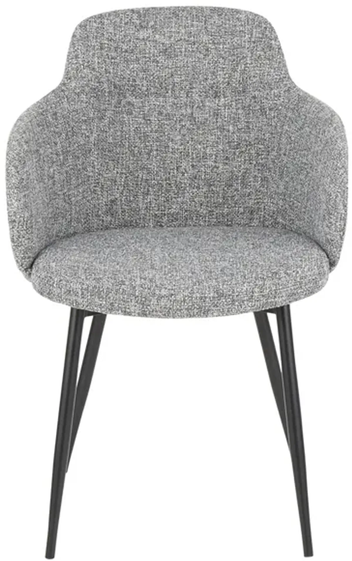 Boyne Dining Chair in Black Metal, Grey Noise Fabric by Lumisource