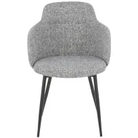 Boyne Dining Chair in Black Metal, Grey Noise Fabric by Lumisource
