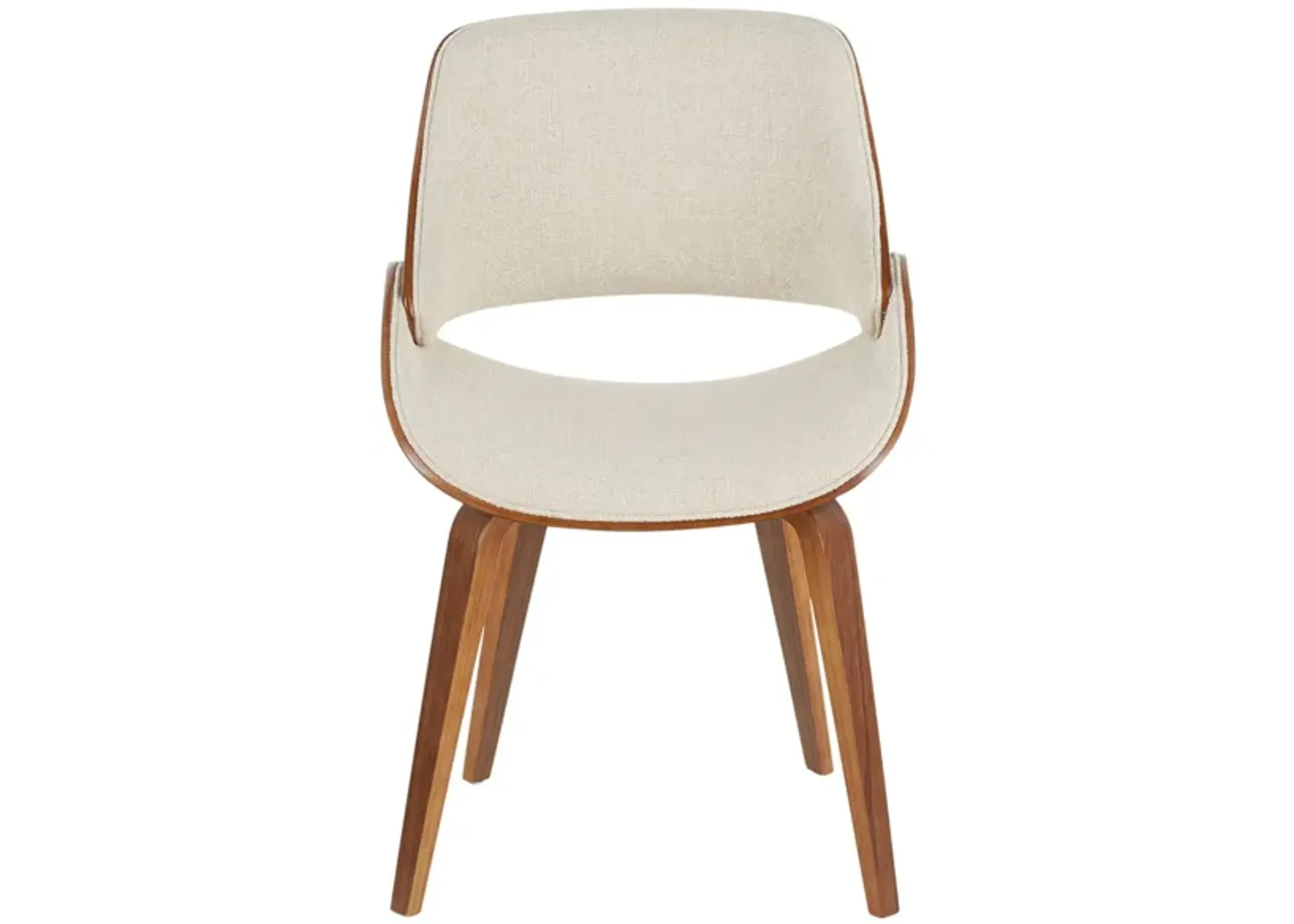 Fabrizzi Dining Chair in Walnut Wood, Cream Fabric by Lumisource