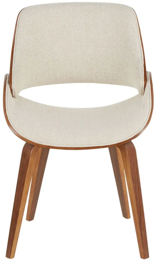 Fabrizzi Dining Chair in Walnut Wood, Cream Fabric by Lumisource