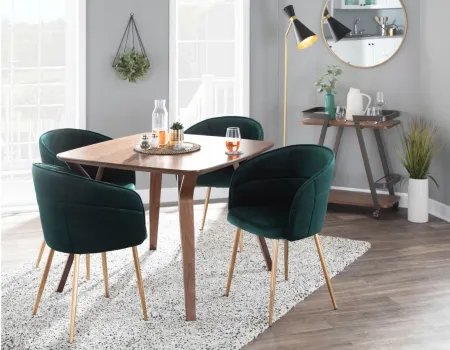 Lindsey Dining Chair in Gold Metal, Green Velvet by Lumisource