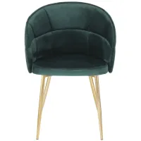 Lindsey Dining Chair in Gold Metal, Green Velvet by Lumisource