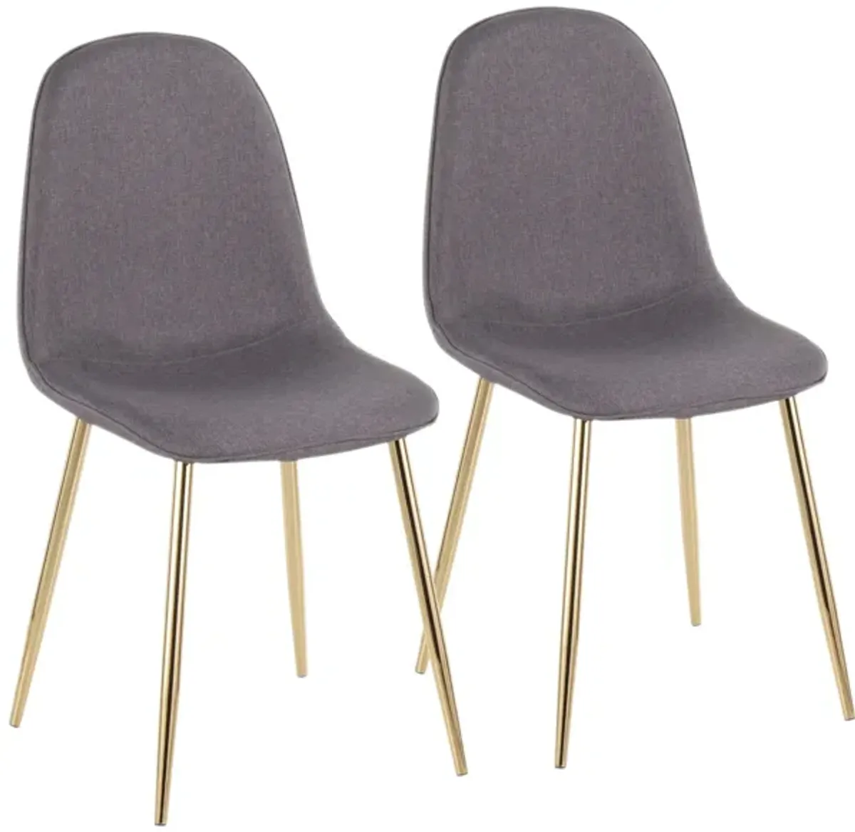 Pebble Dining Chairs: Set of 2 in Gold Steel, Charcoal Fabric by Lumisource