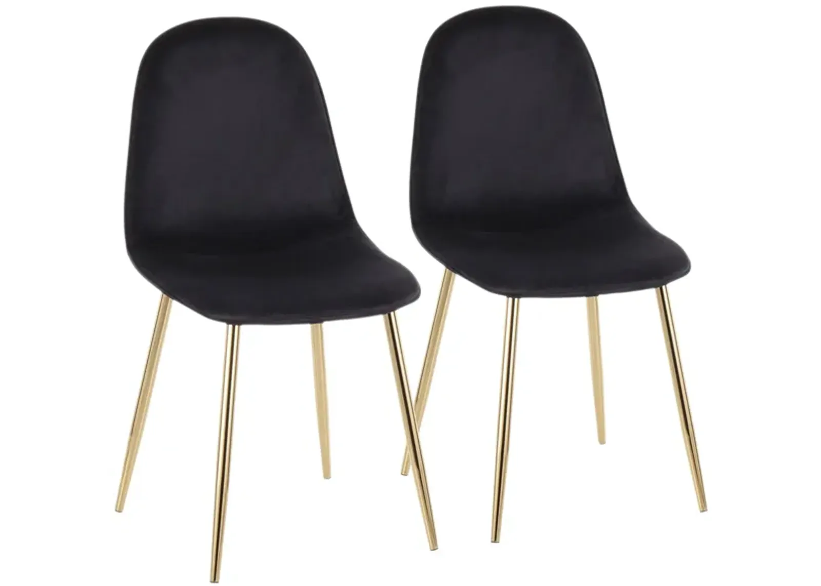 Pebble Dining Chairs: Set of 2 in Gold Steel, Black Velvet by Lumisource