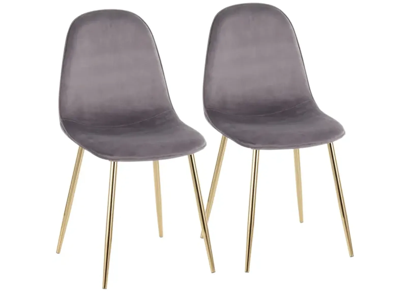 Pebble Dining Chairs: Set of 2 in Gold Steel, Grey Velvet by Lumisource