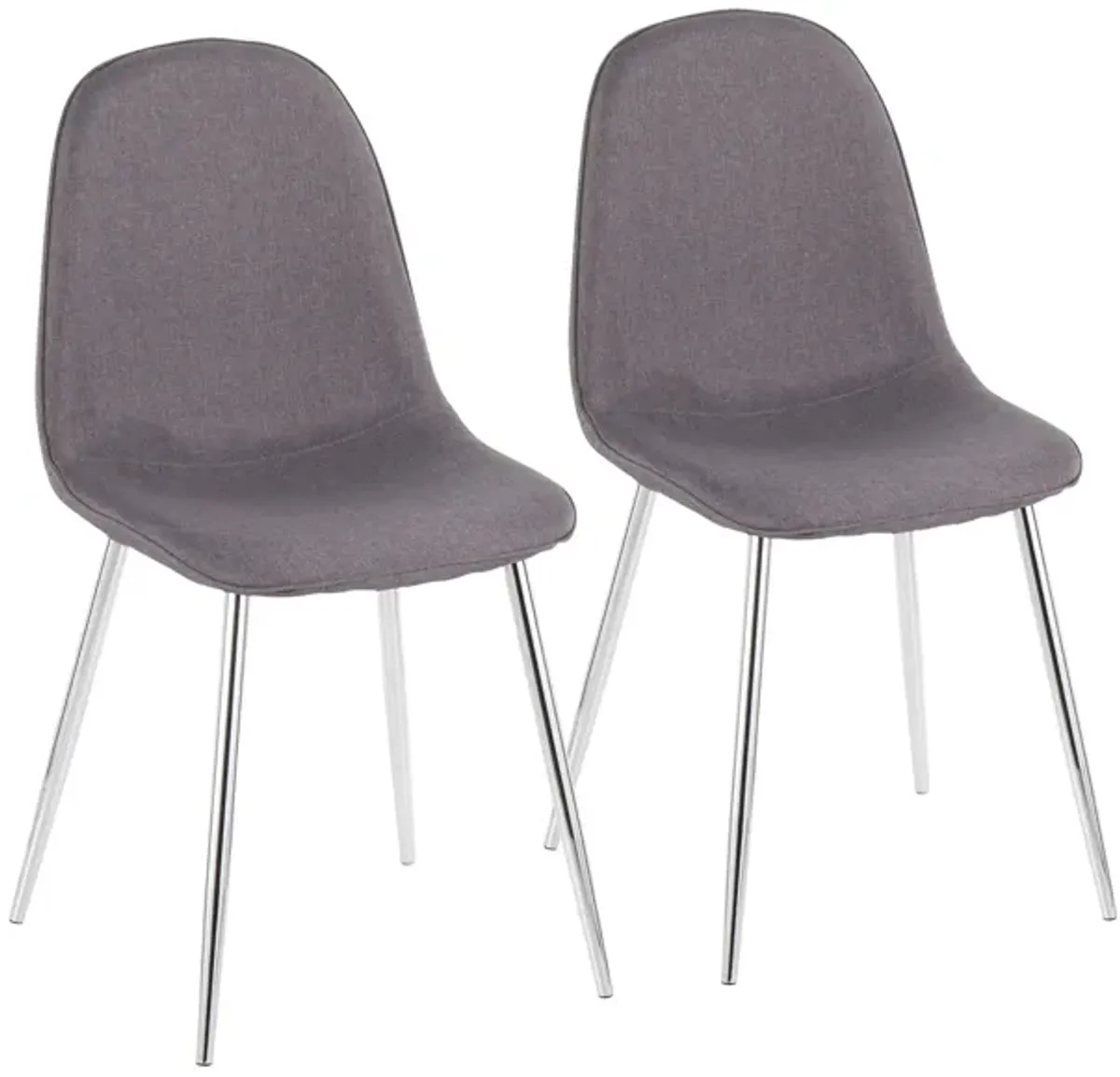 Pebble Dining Chairs: Set of 2 in Chrome, Charcoal Fabric by Lumisource