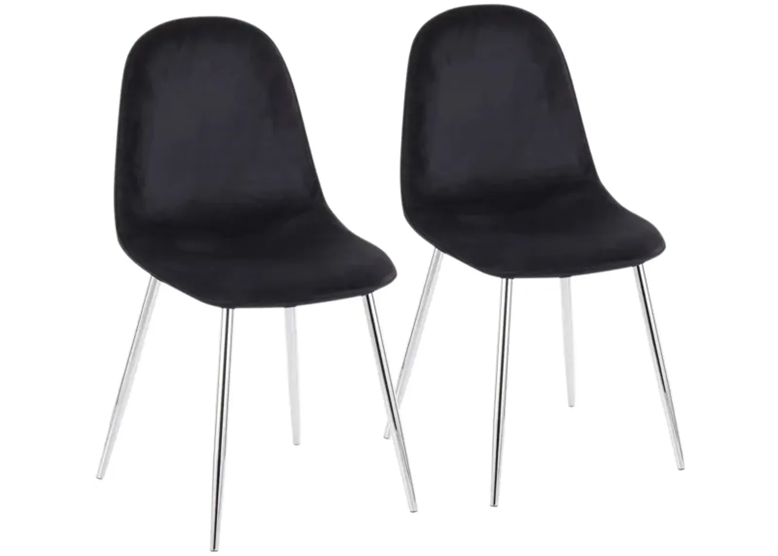 Pebble Dining Chairs: Set of 2 in Chrome, Black Velvet by Lumisource