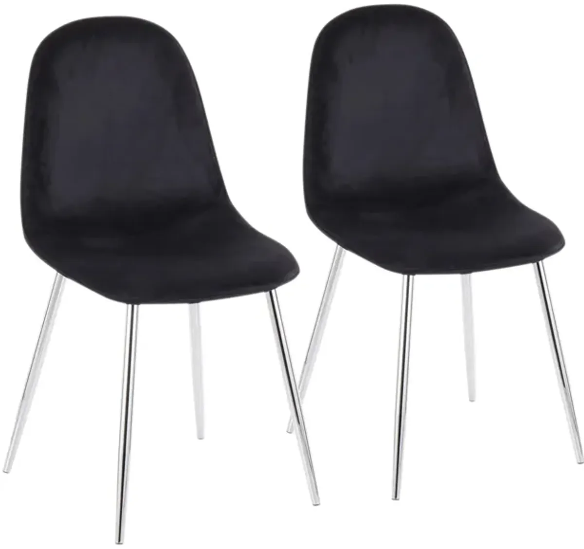 Pebble Dining Chairs: Set of 2 in Chrome, Black Velvet by Lumisource