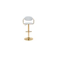 Gusto Bar Stool in White, Gold by Zuo Modern