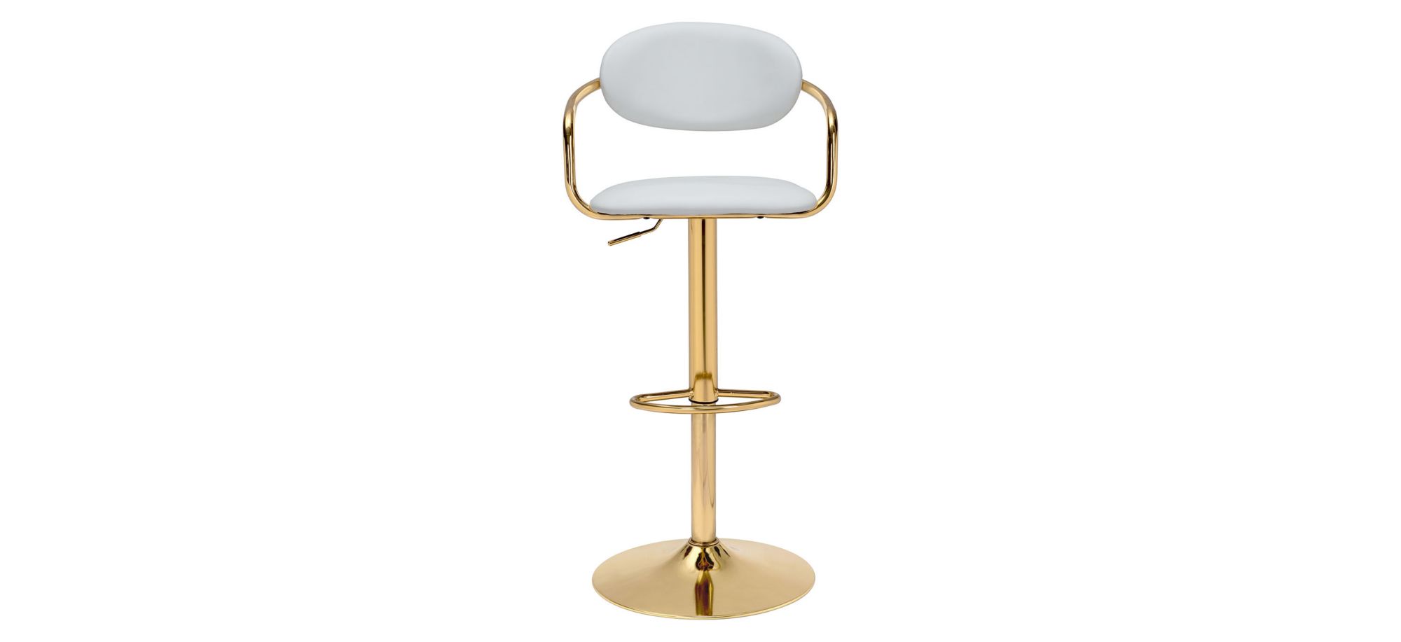 Gusto Bar Stool in White, Gold by Zuo Modern