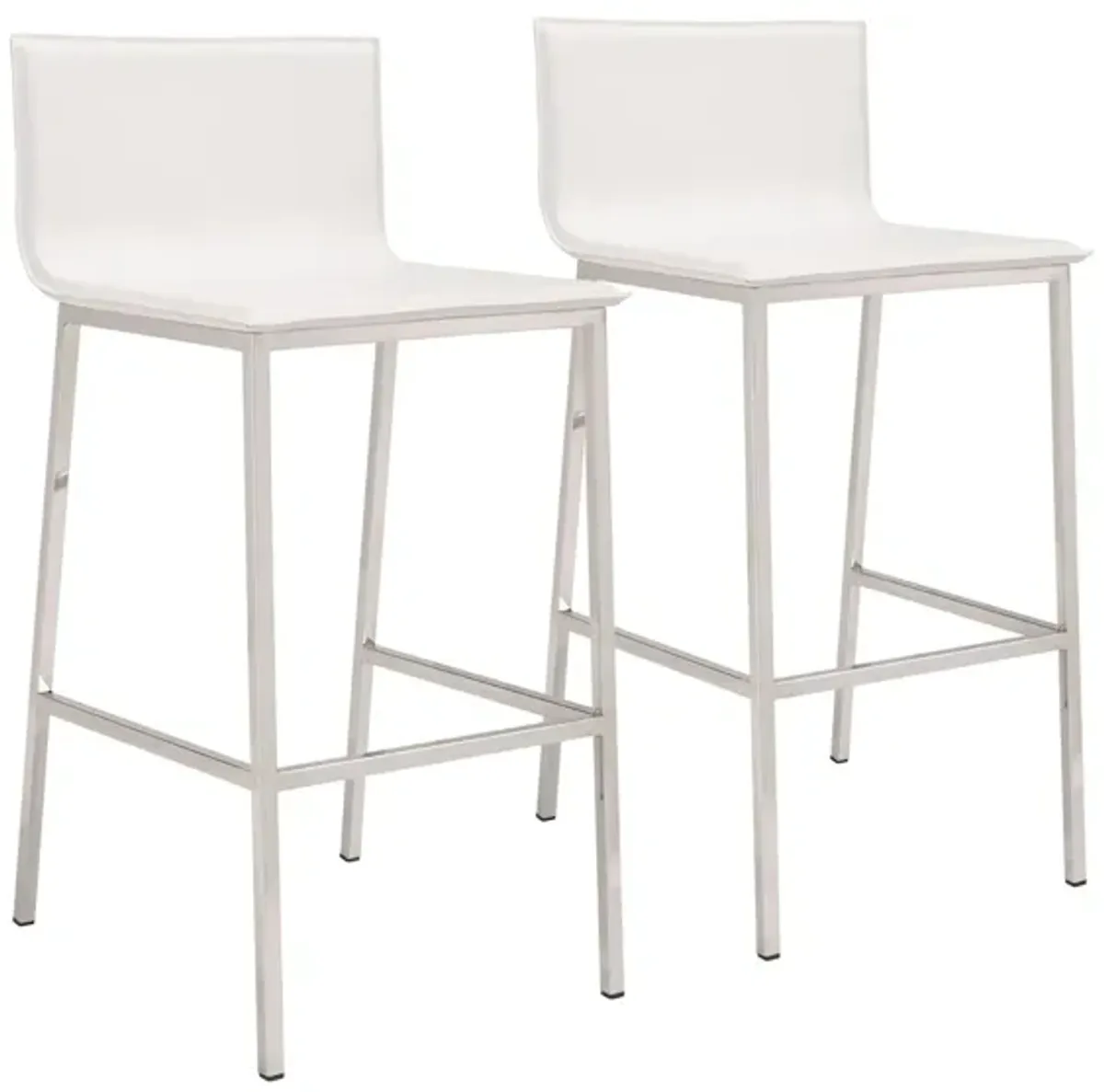 Marina Bar Stool: Set of 2 in White, Silver by Zuo Modern