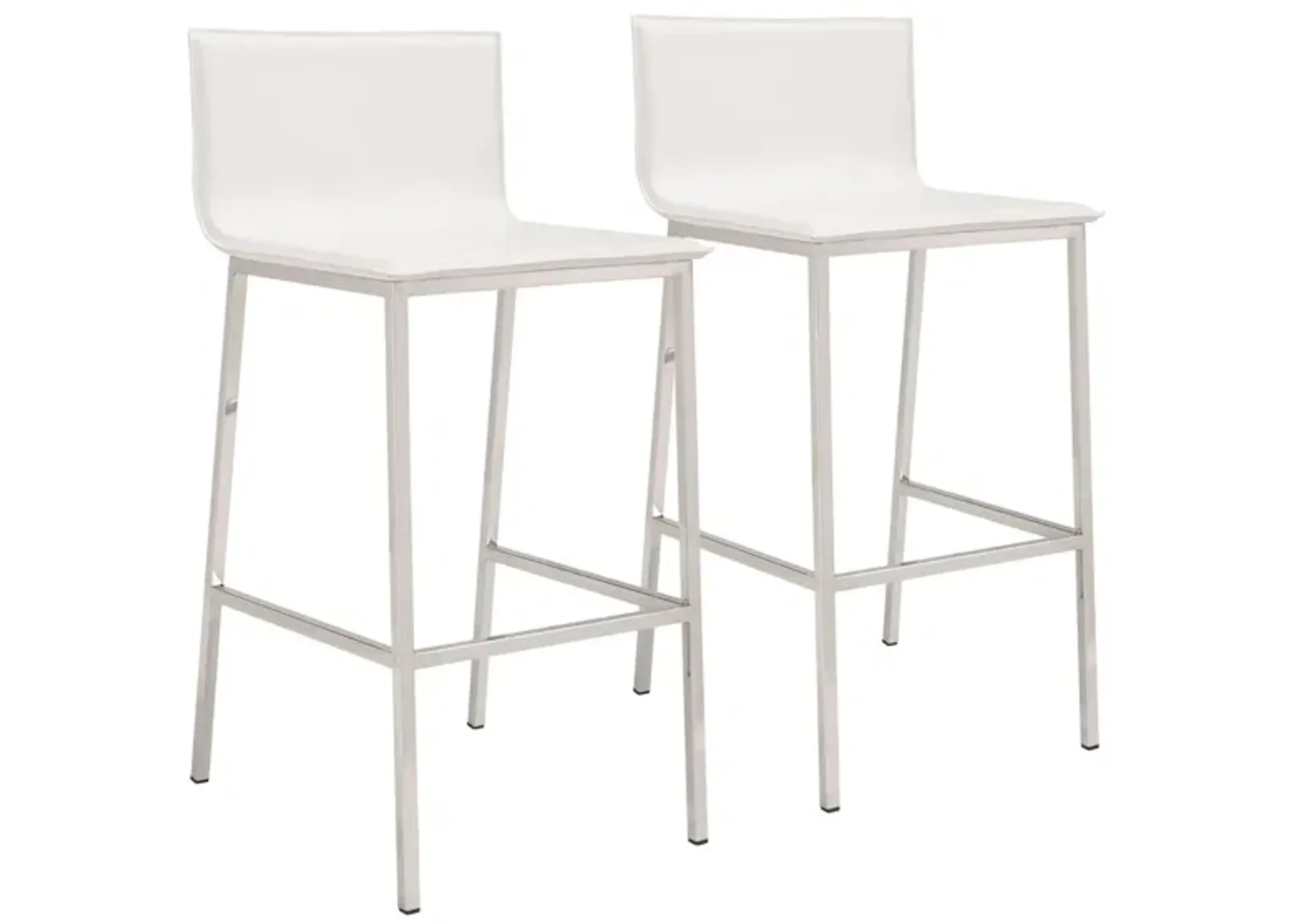 Marina Bar Stool: Set of 2 in White, Silver by Zuo Modern