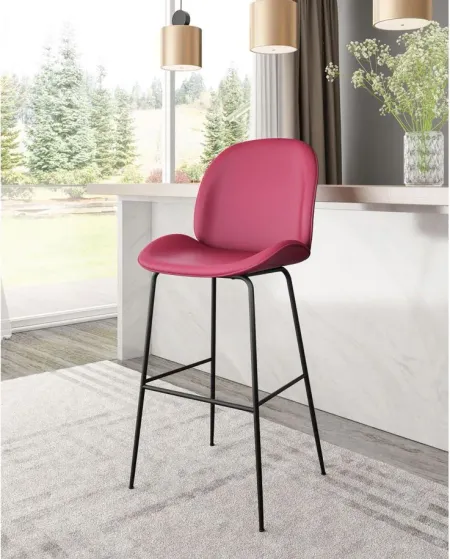 Miles Bar Stool in Red, Black by Zuo Modern