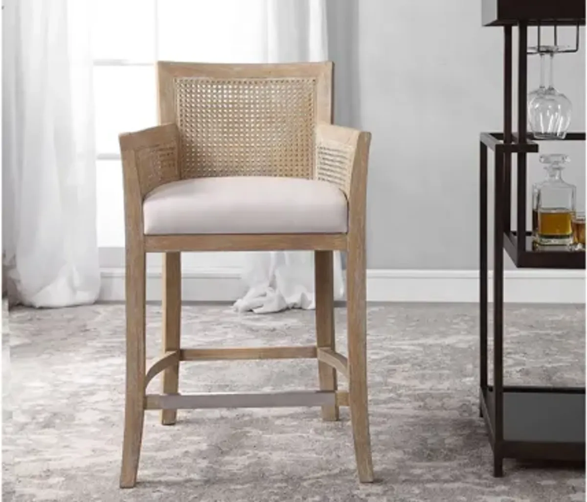 Encore Counter Stool in bleached sandstone by Uttermost