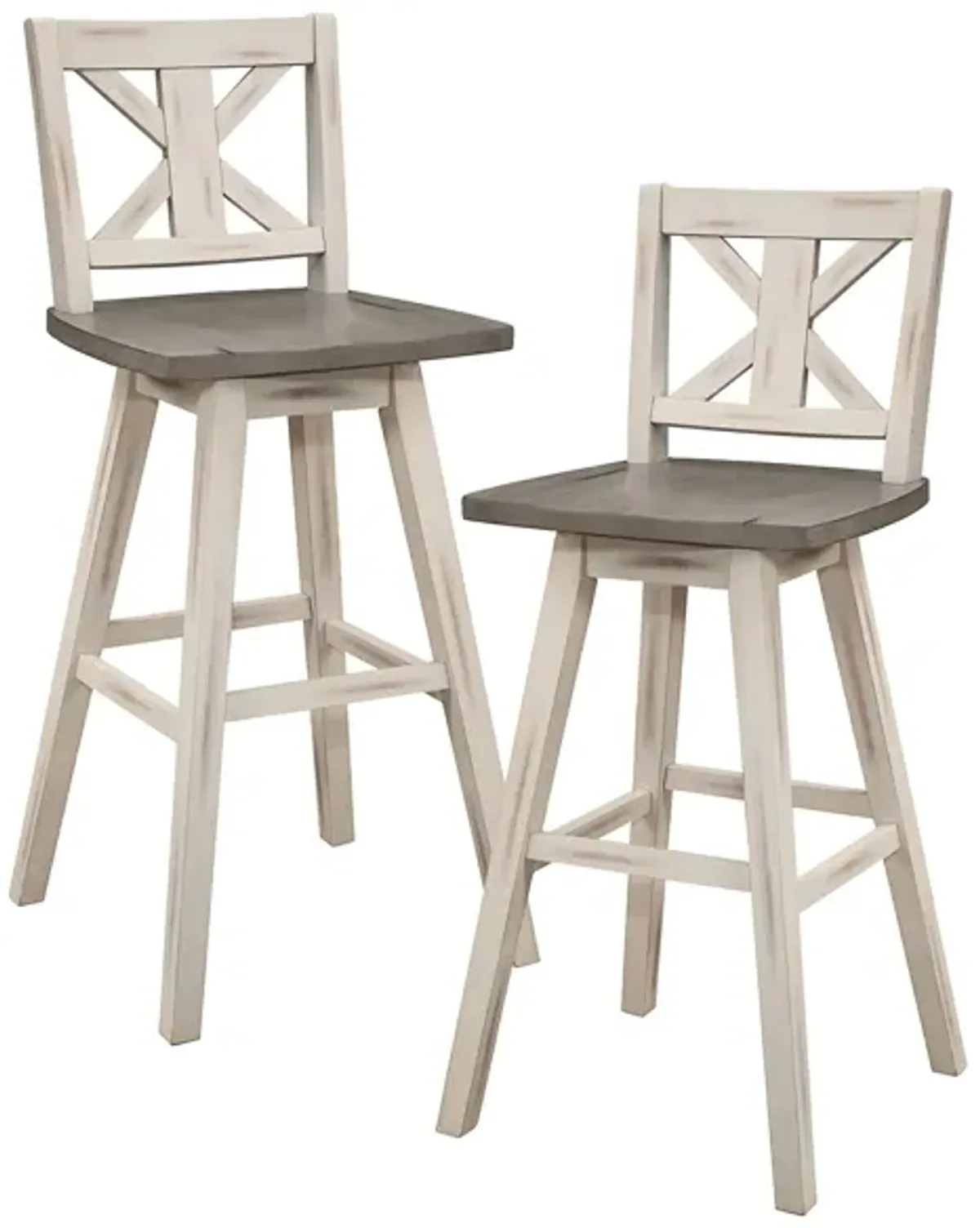 Trouvaille Bar Height Swivel Chair With Cross Back - Set of 2