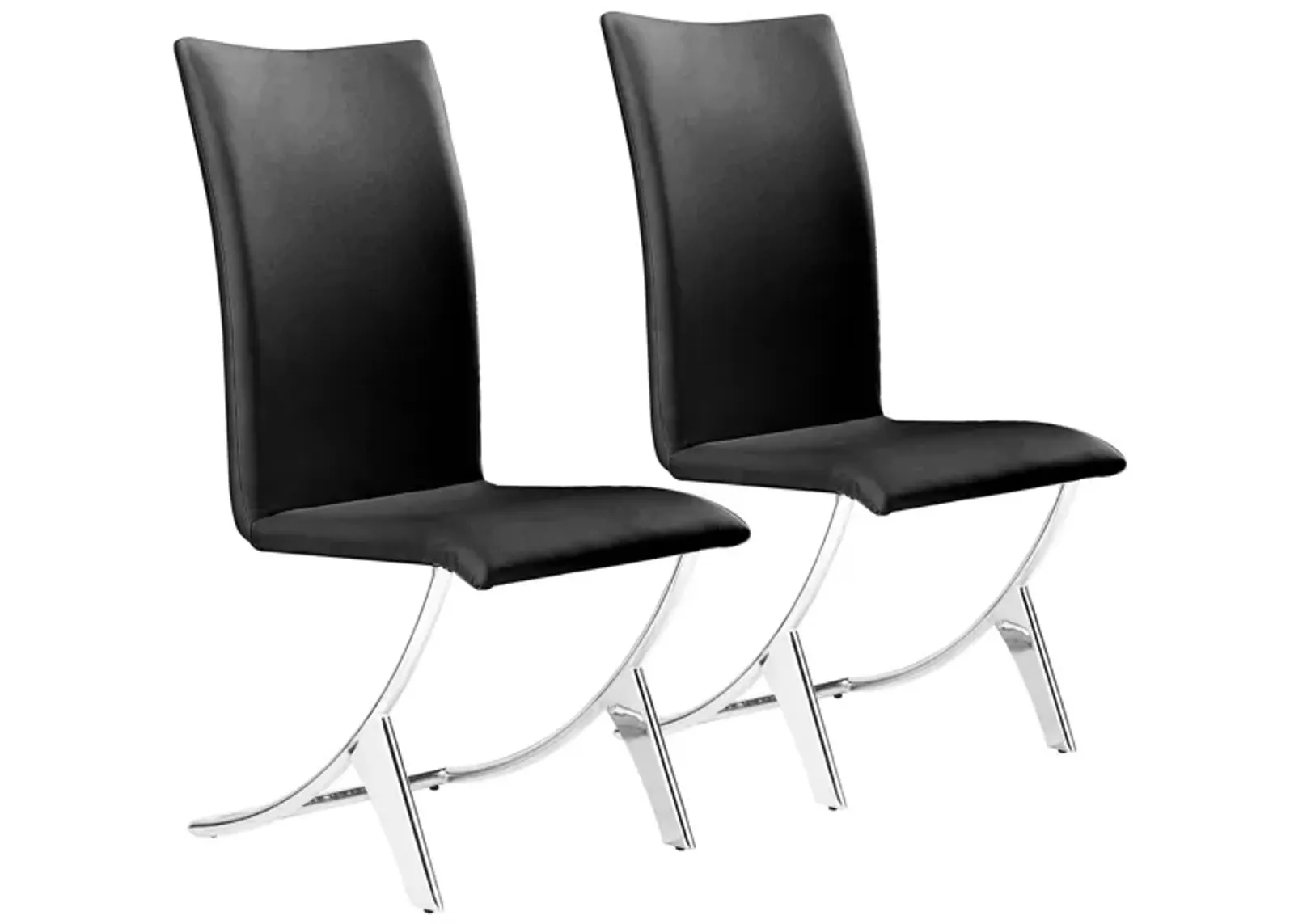 Delfin Dining Chair: Set of 2 in Black, Silver by Zuo Modern