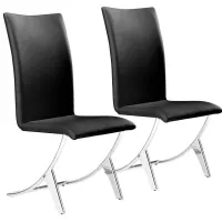 Delfin Dining Chair: Set of 2 in Black, Silver by Zuo Modern