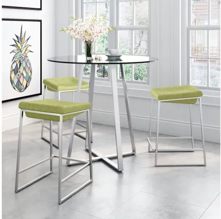 Lids Counter-Height Stool: Set of 2 in Green, Silver by Zuo Modern