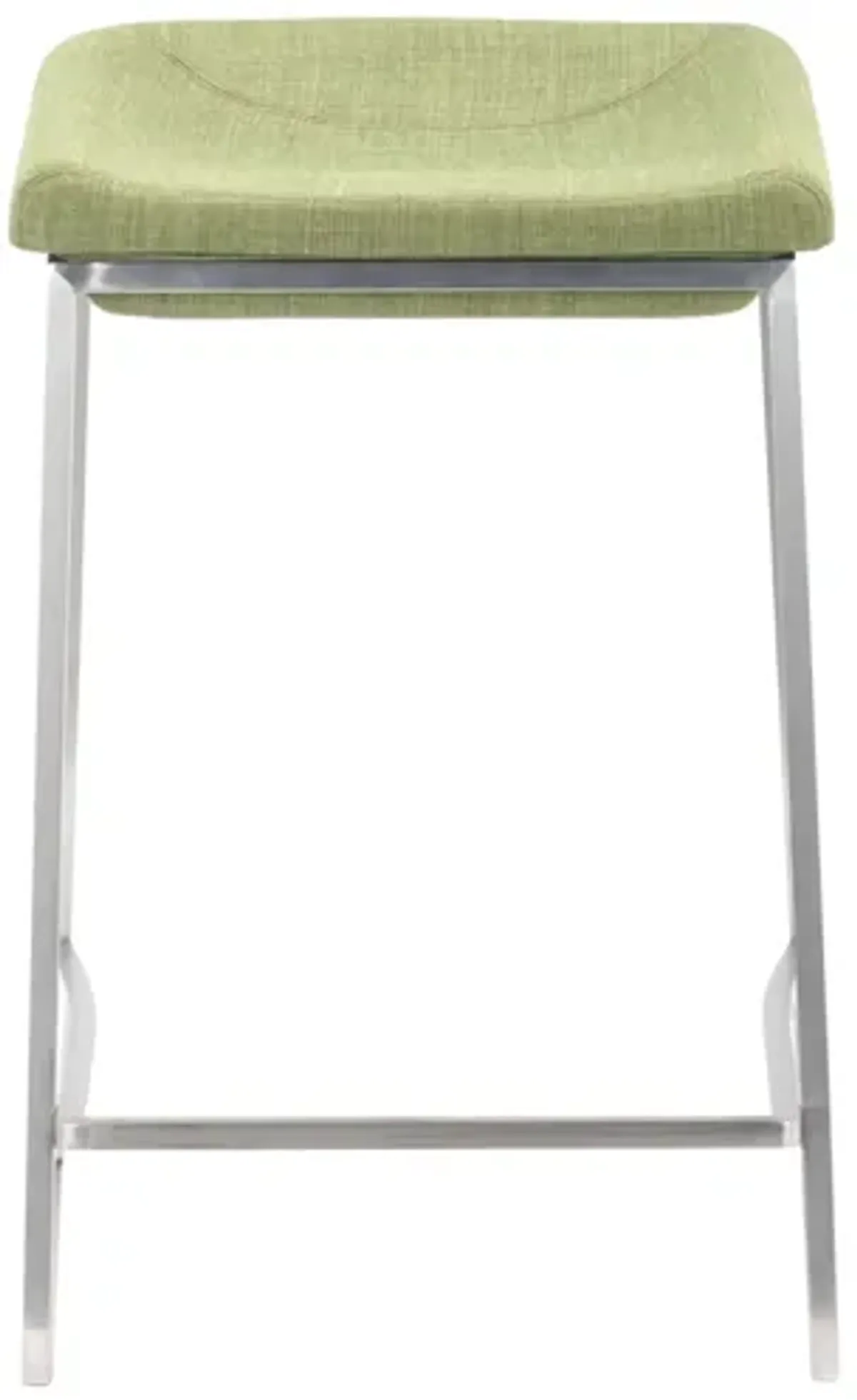 Lids Counter-Height Stool: Set of 2 in Green, Silver by Zuo Modern