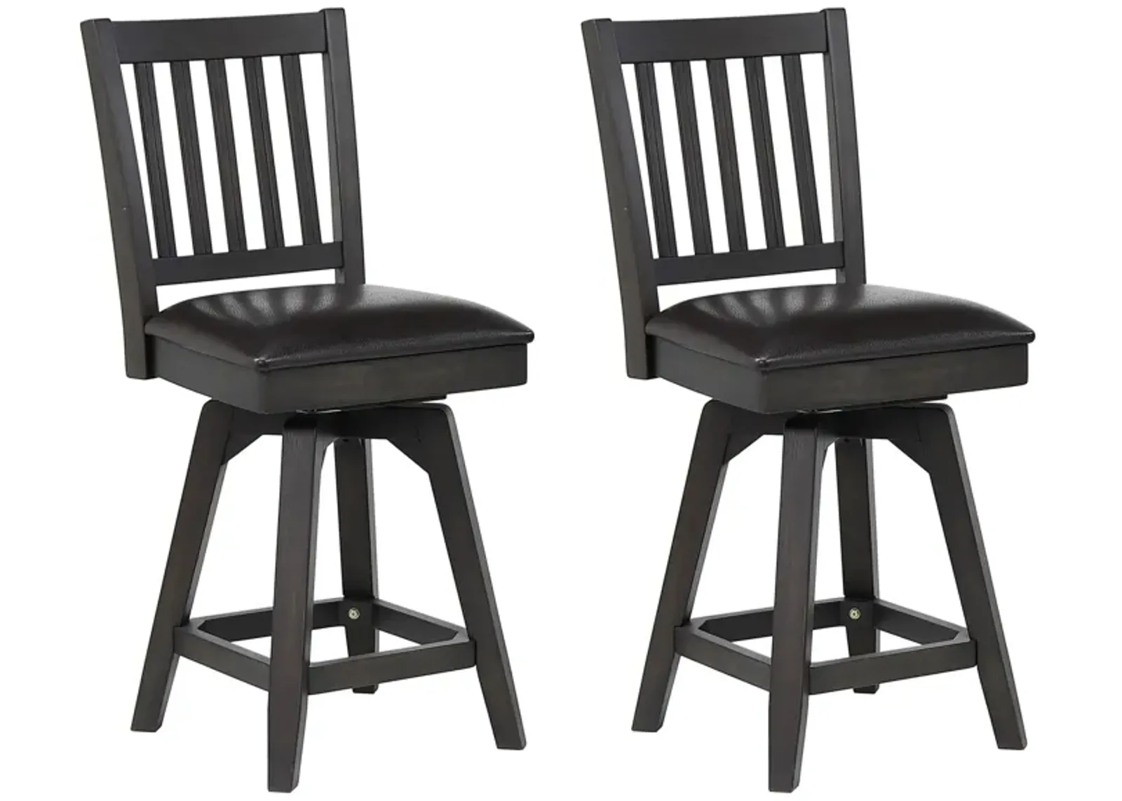 Ashford Slat Back Swivel Counter Stool Set of 2 in Black by ECI