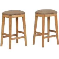Logans Edge Saddle Stool Set of 2 in Natural Wood by ECI