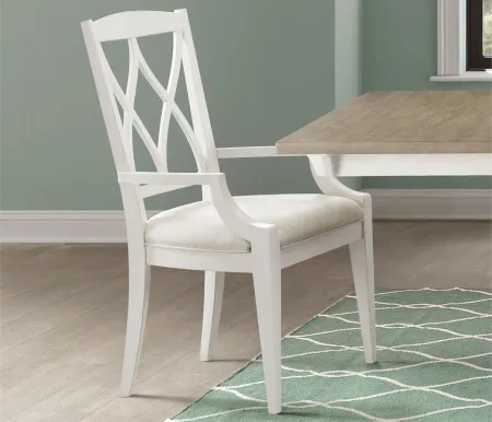 Myra Upholstered Double X-Back Dining Armchair in Paperwhite by Riverside Furniture