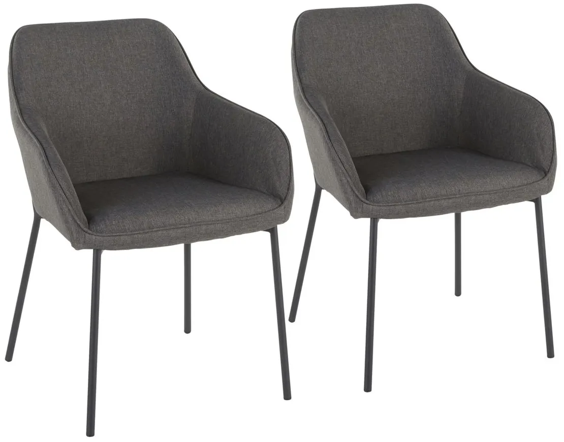 Daniella Dining Chairs: Set of 2 in Black, Charcoal by Lumisource