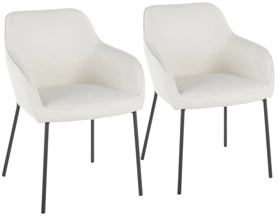Daniella Dining Chairs: Set of 2 in Black, Cream by Lumisource
