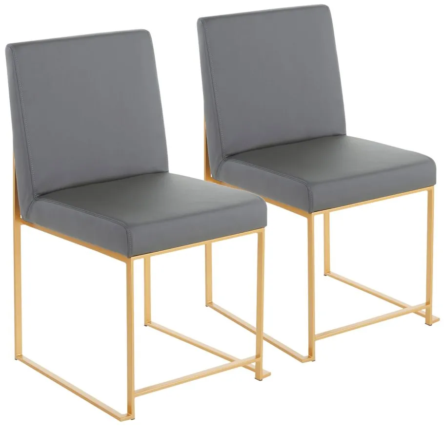 Fuji Dining Chairs: Set of 2 in Gold, Grey by Lumisource