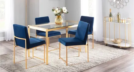 Fuji Dining Chairs: Set of 2 in Gold, Blue by Lumisource