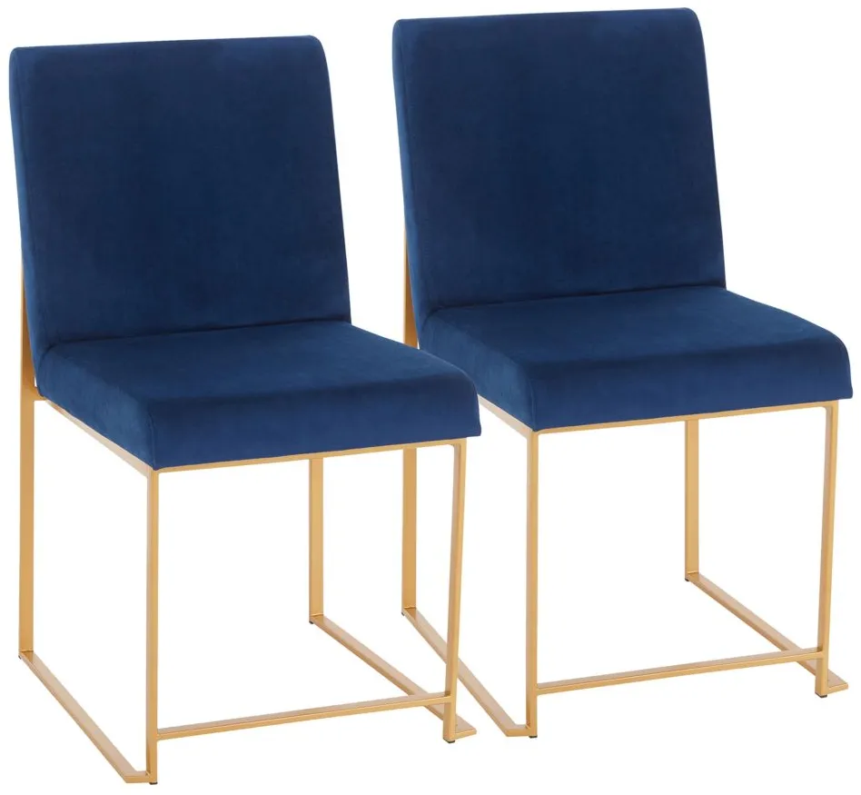 Fuji Dining Chairs: Set of 2 in Gold, Blue by Lumisource