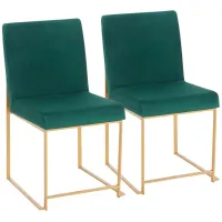 Fuji Dining Chairs: Set of 2 in Gold, Green by Lumisource