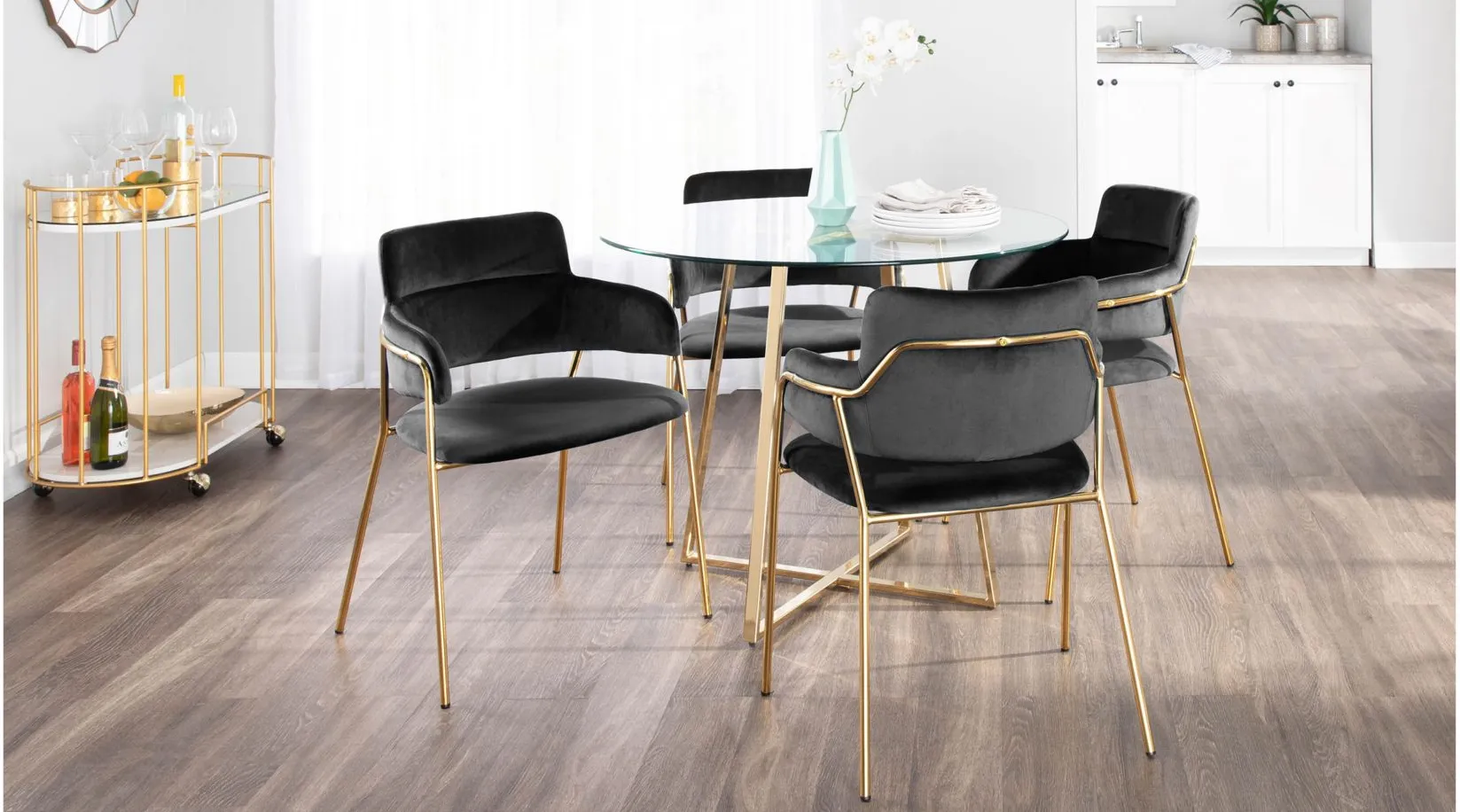 Napoli Dining Chairs: Set of 2 in Gold, Black by Lumisource