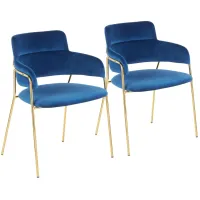 Napoli Dining Chairs: Set of 2 in Gold, Blue by Lumisource